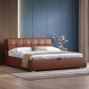 Stanhope Upholstered Hydraulic Storage King Size Bed In Sienna Brown Leatherette Colour