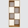 8 Shelves Semi Open Multipurpose Matrix Kitchen Cabinet In Highland Pine & Plateau Apple Finish