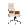 Ettorez Flair Hb Ultra Premium Leatherette Office Chair In Cream And Tan Colour