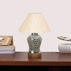 Devansh Conical Off White Cotton Shade Lamp With Wood & Mosaic Glass Base For Decoration/Office/Home/Gifting/Study For Decoration/Office/Home/Gifting/Study -(10X10X14.5) Inches -A