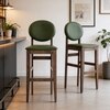 Pabi Solid Wood Bar Chair In Danish Walnut Finish with Olive Leatherette Colour