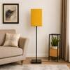 Square 27 Inch Club Floor Lamp with Yellow Shade