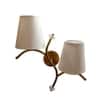 Devansh Metal Electric Wall Light in Gold Colour with off-white Shade Count of 2 Lights