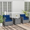 Carry Bird Wicker Patio Furniture Outdoor Balcony Chairs In Grey And Navy Blue Colour