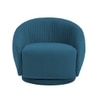 Lorna Swivel Solid Wood Round Chair in T Blue Colour