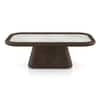 Lazo Solid Wood And Aravali Marble Rectangular Coffee Table In Dark Chestnut Finish