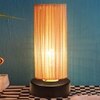 Noe Beige Bamboo Shade Table Lamp with Black Iron Base