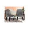 Rosslyn wood Set of 2 Dining Chairs in Iron Grey Velvet Upholstery with MAHAGONY FINISH