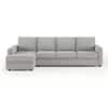Apollo Fabric Sectional Sofa (Colour : Vapour Grey, Cushion : Hard, Back Type : Regular, Seating Capacity : Left Aligned 3 Seater + Left Aligned Chaise + Ottoman)