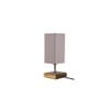 Eulalia Grey cotton table lamp with Square Natural Wood Base