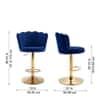 Doe Buck Luxury Blue Velvet Adjustable Bar Stool Chair with Gold Hydraulic Base
