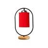Devansh Red Cotton Drum Wooden & Iron Table Lamp -17 Inch Height  -C