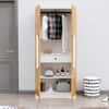 Hexa Red Wooden 2 Door Wardrobe with 4 Shelves in Frosty White and Giant Wood Colour