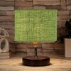 Yin Green Jute Table Lamp with brown wood base