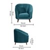 Nilo Velvet 1 Seater Sofa Teal in Blue Colour