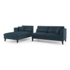 Lewis Sectional Sofa (Colour : Sea Port Blue Velvet, Cushion : Soft, Seater : Left Aligned 3 Seater + Left Aligned Chaise)