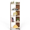 BLUEWUD Lagoon Engineering Wood Multipurpose Floor Corner Stand Bookshelf with Home Decor Display Shelves Wall Book Storage Rack Organizer Cabinet Living Room Bedroom Office Home (Brown Maple & Beige)