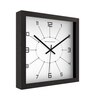 Spaces Unhooked Square Wooden Wall Clock, Black Frame, White Dial with Minimal Numeric Markers