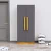 Hexa Red Wooden 2 Door Wardrobe with 4 Shelves in Giant Wood and Slate Grey Colour