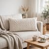 Kennedy Ivory Cotton Knitted Decorative Cushion Cover 12 x 20 Inches