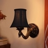 Devansh Gold Antique Wall Mounted Lamp With Black  Cotton Shade