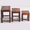 Meridian Solid Wood Set of 3 Stool in Teak Finish