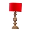 Devansh Red Cotton Table Lamp With  Wood Natural Base (7X17.5 Inches)-4