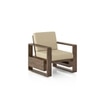Moreno 1 Seater Solid Wood Sofa in Danish Walnut Finish and Almond Beige Fabric