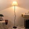 Duke Off White Fabric Floor Lamp with Black Iron Base