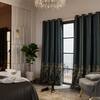 Stoa Paris Satin Door Curtains, 300 TC Dim-Out Home Furnishing Curtains,  Aesthetic Parda, Balcony,, Pack of 1, Versailles - Emerald Royale