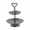 Metalsmith Two Tier Serveware Stand with Heart Handle Silver Finish