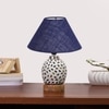 Devansh Conical Blue Jute Shade Lamp With Wood & Mosaic Glass Base For Decoration/Office/Home/Gifting/Study For Decoration/Office/Home/Gifting/Study -(10X10X14.5) Inches -A