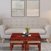 Sheesham Wood Coffee Table Set in Honey Oak Finish With Cushioned Stools