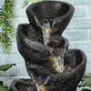 Black Fiber Glass 5 Step Stacked Pot Water Fountain
