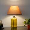 OLVIRA Modern Green Glass Table Lamp with Silver Metal Accent Beige Shade