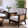 Pisces Solid Wood Cane Accent Sofa Chair in Walnut Finish