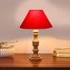 Devansh Red Cotton Table Lamp With  Wood Natural Base (10X18 Inches)-29