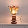 Devansh Rose Bamboo  Table Lamp With Wood Pebble Lamp (12X12X19.25) Inches