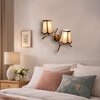 Devansh Metal Electric Wall Light in Gold Colour with off-white Shade Count of 2 Lights