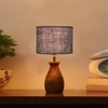 Devansh Blue Jute Table Lamp With Wood Natural Base (7X13 Inches)-13