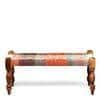 Oakville Sheesham Wood 2 Seater Maachi Bench In Assorted Multi-Colour Chindi & White Rope Canning