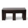 Kassel Sheesham Wood Coffee Table With 2 Stools Set In Mahogany Finish