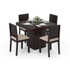 Julian 4 Seater Dining Table With Set Of 4 Oribi Upholstered Dining Chairs (Colour- Wheat Brown, Finish- Mahogany)
