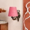 Devansh Metal Electric Wall Light in Antique Gold Colour with Pink Shade Count of 1 Light