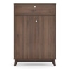 Webster 15 Pair Shoe Rack With Drawer in Classic Walnut Finish