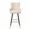 Doe Buck Nolen Upholstered Bar Stool in Beige Colour with Gold Tip Legs