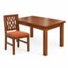 Globally Indian Bandhana Solid Sheesham Wood 4 Seater Dining Table Set 4 Chairs Terracotta Orange