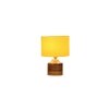 Olivia Yellow cotton table lamp with Natural Wood Base