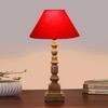 Devansh Red Cotton Table Lamp With  Wood Natural Base (10X10X21 Inches)-29