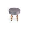 Roswell Sheesham Wood   Round Stool in Iron Grey Velvet Upholstery